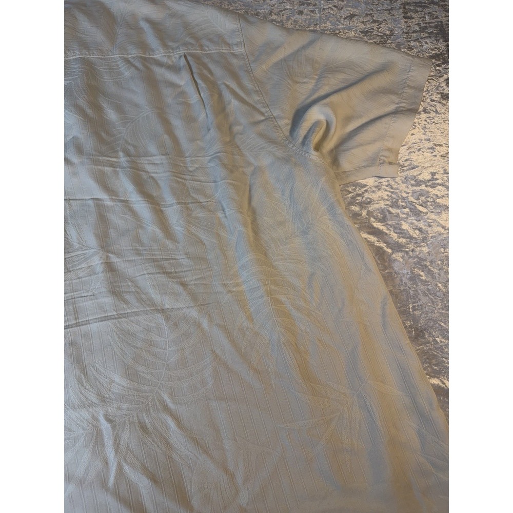 Tommy Bahama Original Fit 100% Silk Hawaiian Camp Shirt Ivory Palm Men's XXL - Picture 12 of 14